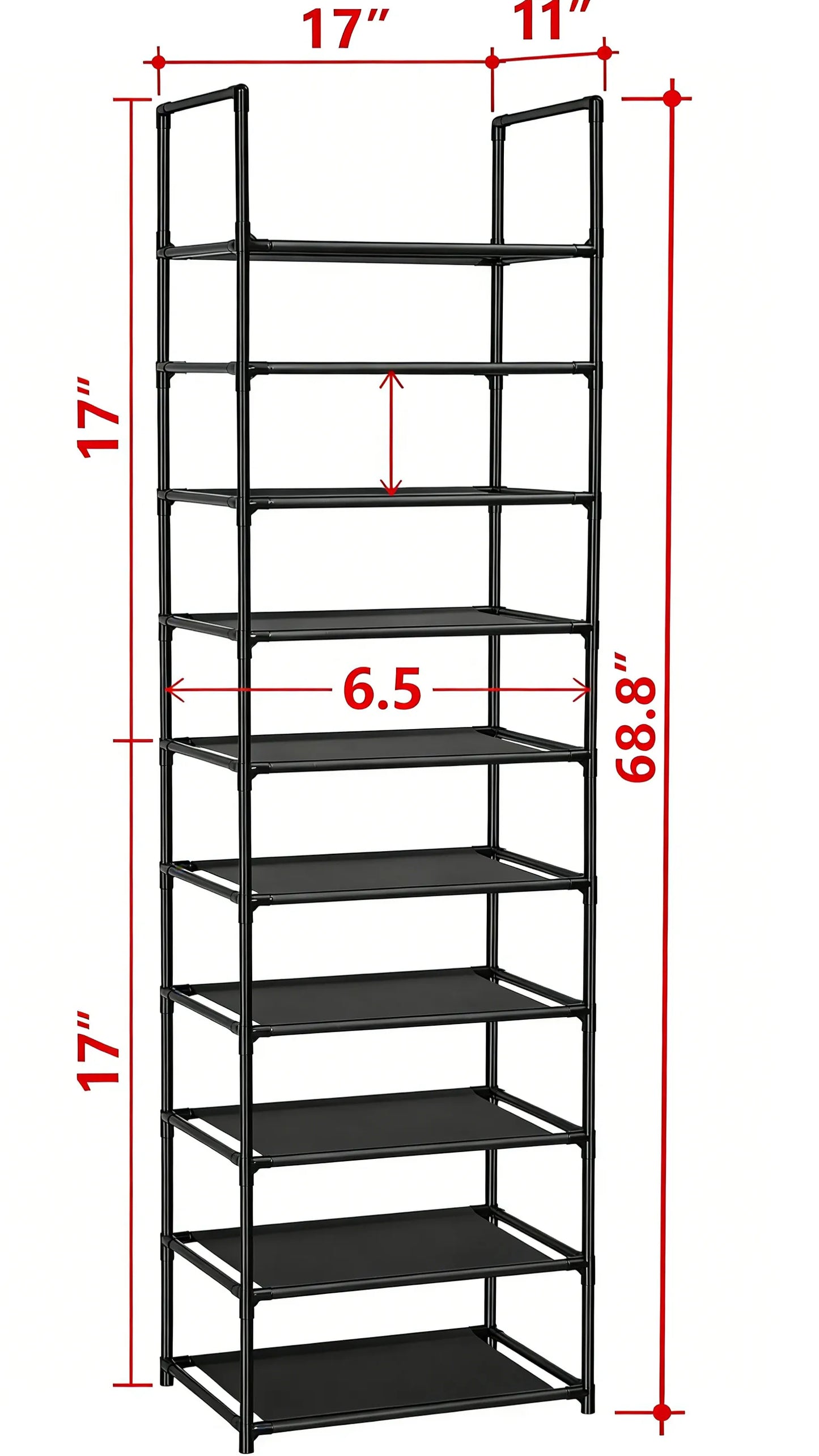 10-Tier Shoe Rack, Sturdy & High-Capacity