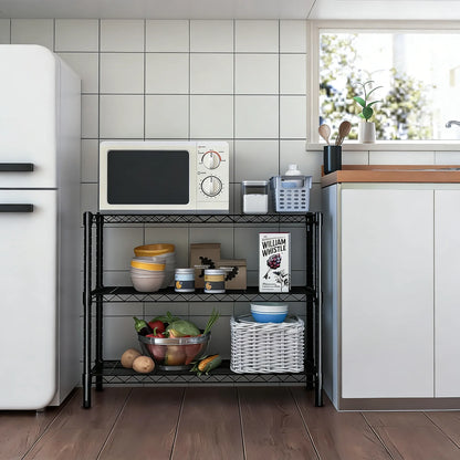 3-Tier Adjustable Metal Rack, Multi-Scene Storage