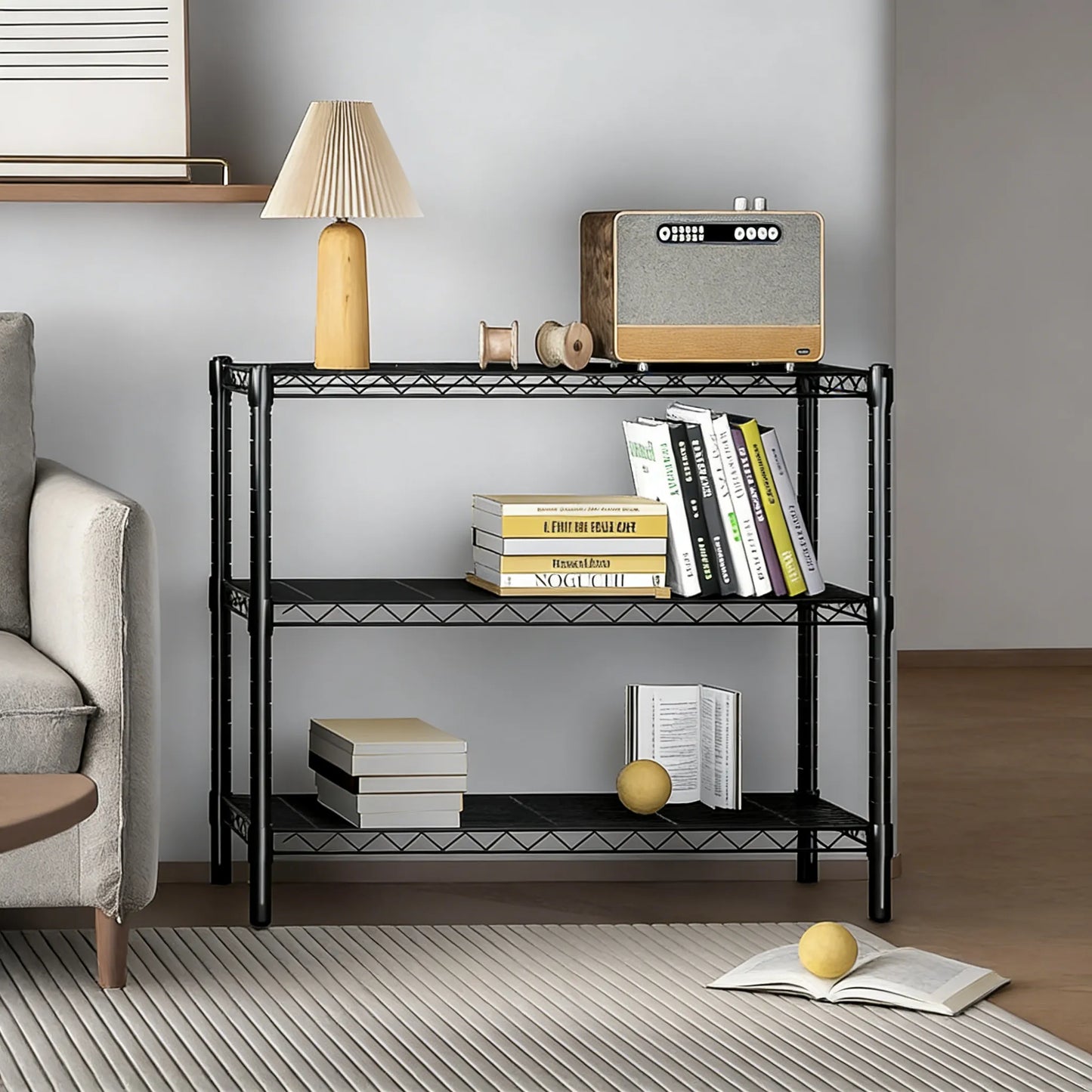 3-Tier Adjustable Metal Rack, Multi-Scene Storage