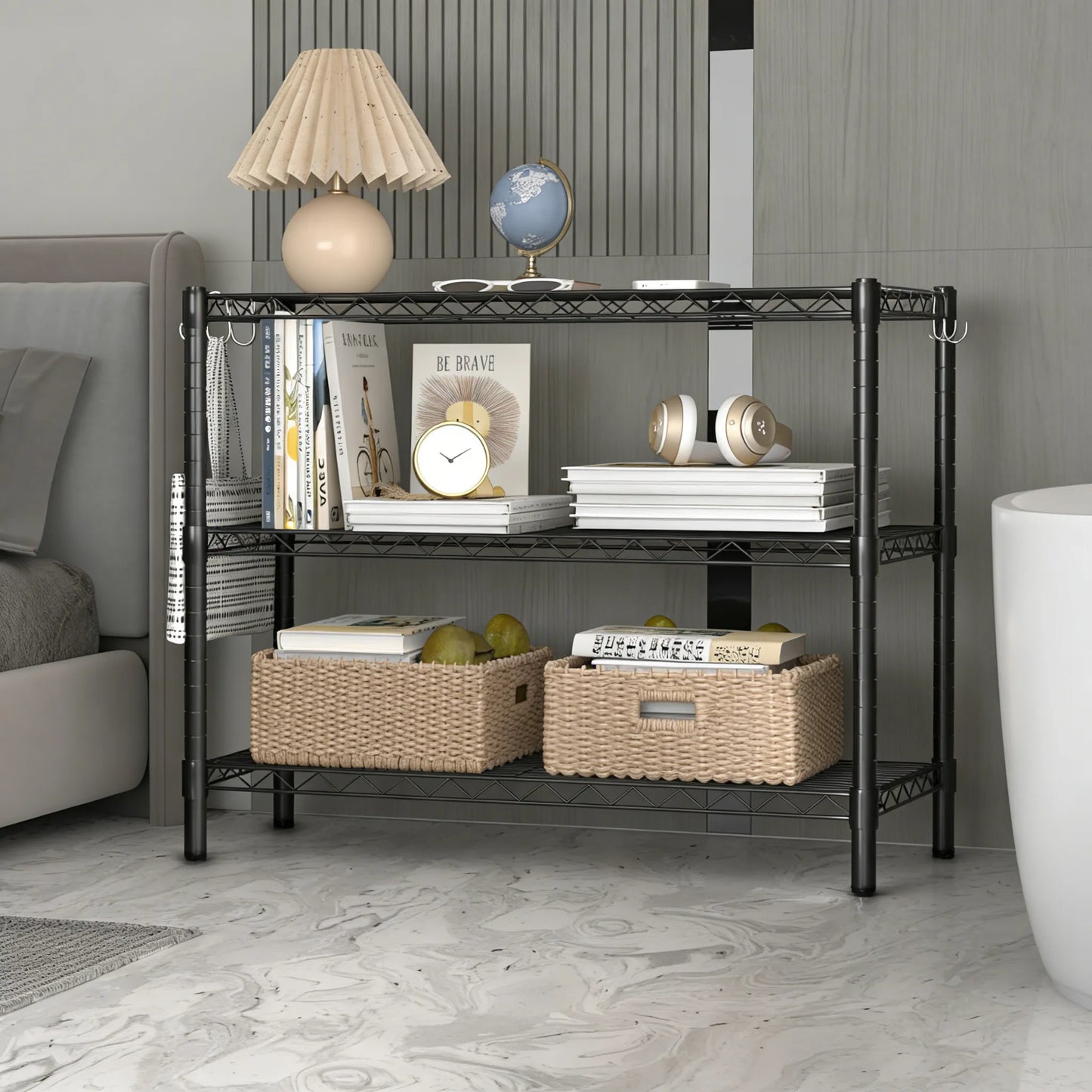 3-Tier Adjustable Metal Rack, Multi-Scene Storage