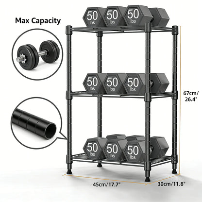 3-Tier Steel Rack, 450 lbs Capacity for Home & Office