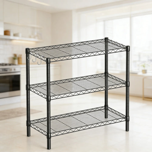 3-Tier Adjustable Metal Rack, Multi-Scene Storage