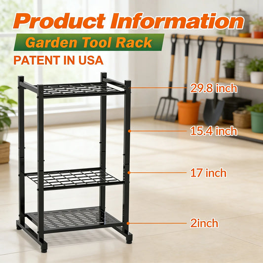 Heavy-Duty Garden Tool Rack, Steel Large-Capacity Vertical Organizer