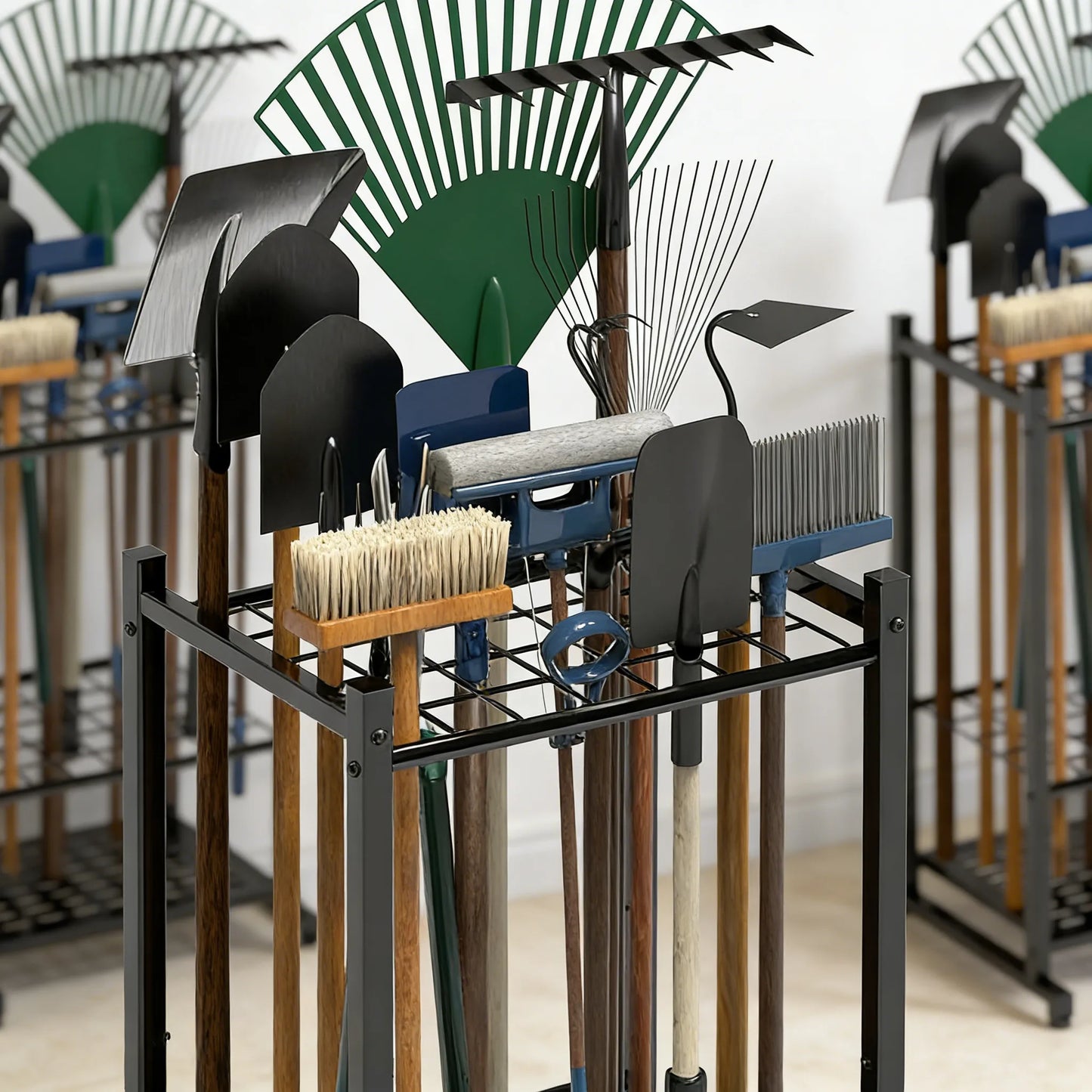 Heavy-Duty Garden Tool Rack, Steel Large-Capacity Vertical Organizer