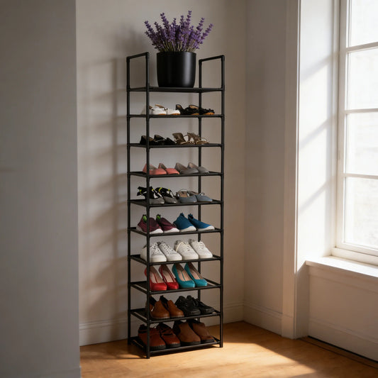10-Tier Shoe Rack, Sturdy & High-Capacity