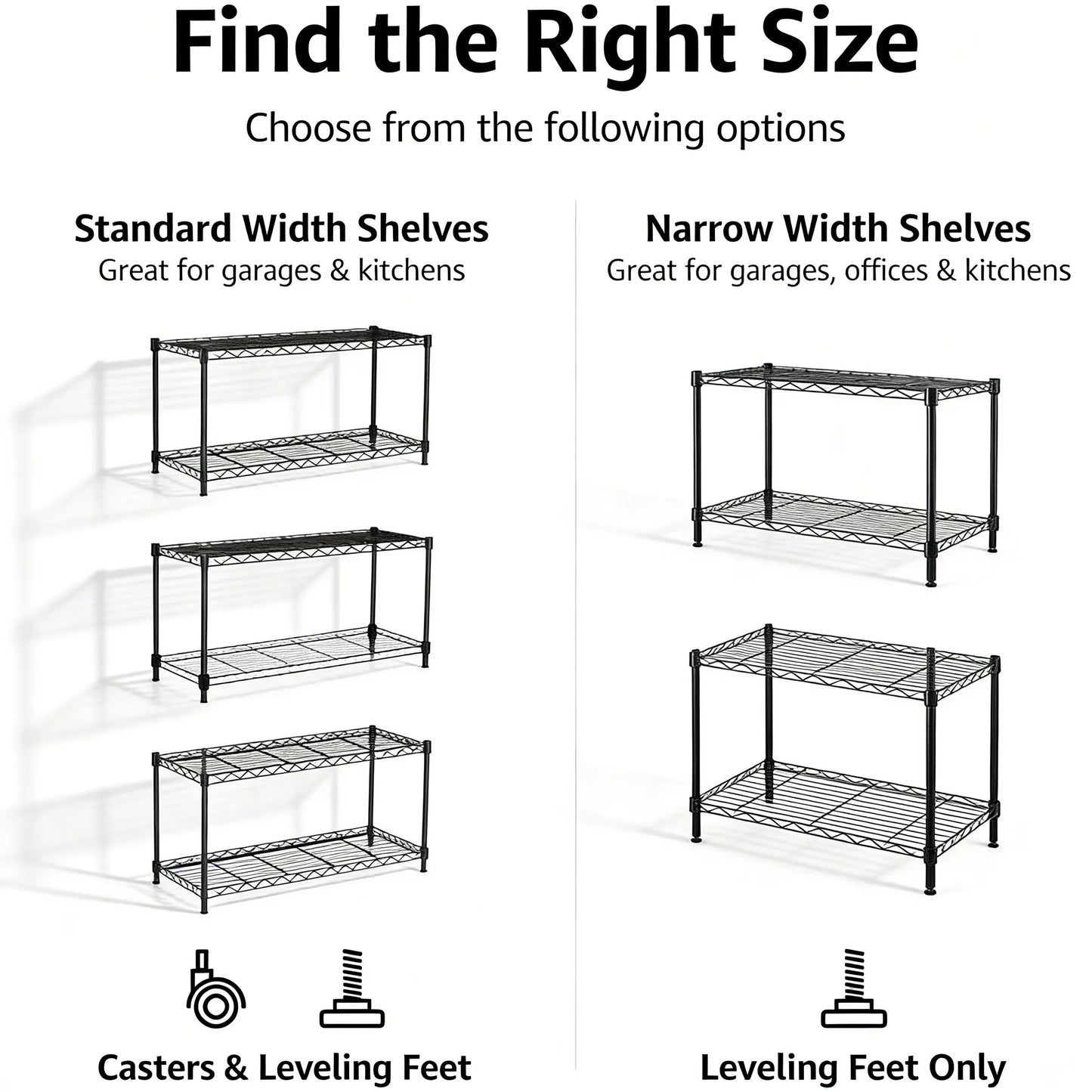 5-Tier Steel Rack, Heavy Duty & Adjustable for Kitchen & Garage