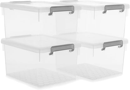 4-Pack 22.2 Qt Storage Bins, Clear with Lids & Stackable