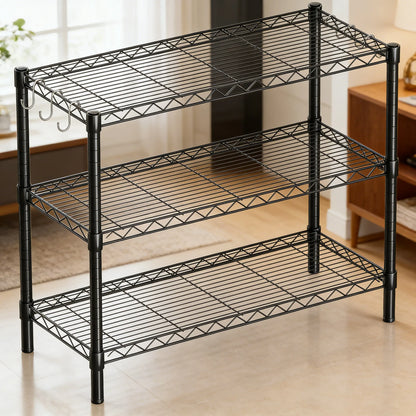 3-Tier Adjustable Metal Rack, Multi-Scene Storage